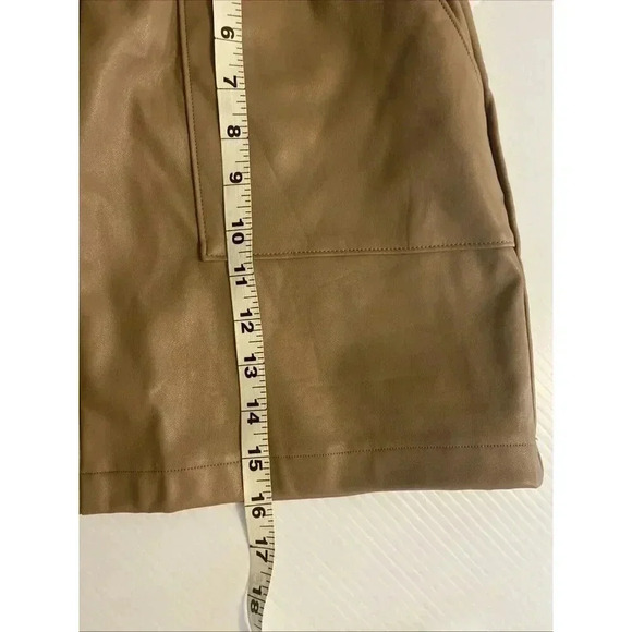 CI Sono Womens Skirt Size L Brown Mini Faux Leather Short Belted - Picture 10 of 10